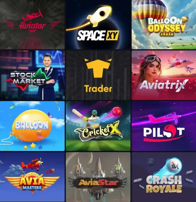 Alternativ oyunlarla saytda crash oyunları bölməsi